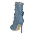 thumbnail image 3 of Women Denim Peep Toe Frayed Stiletto Ankle Boot HC44, 3 of 6