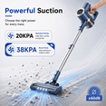 thumbnail image 2 of PrettyCare Cordless Stick Vacuum Cleaner, 38KPA 50mins 2600mAh 6-in-1 Lightweight Upright for Carpet Hard Floor Pet Hair W200 Upgraded, 2 of 17