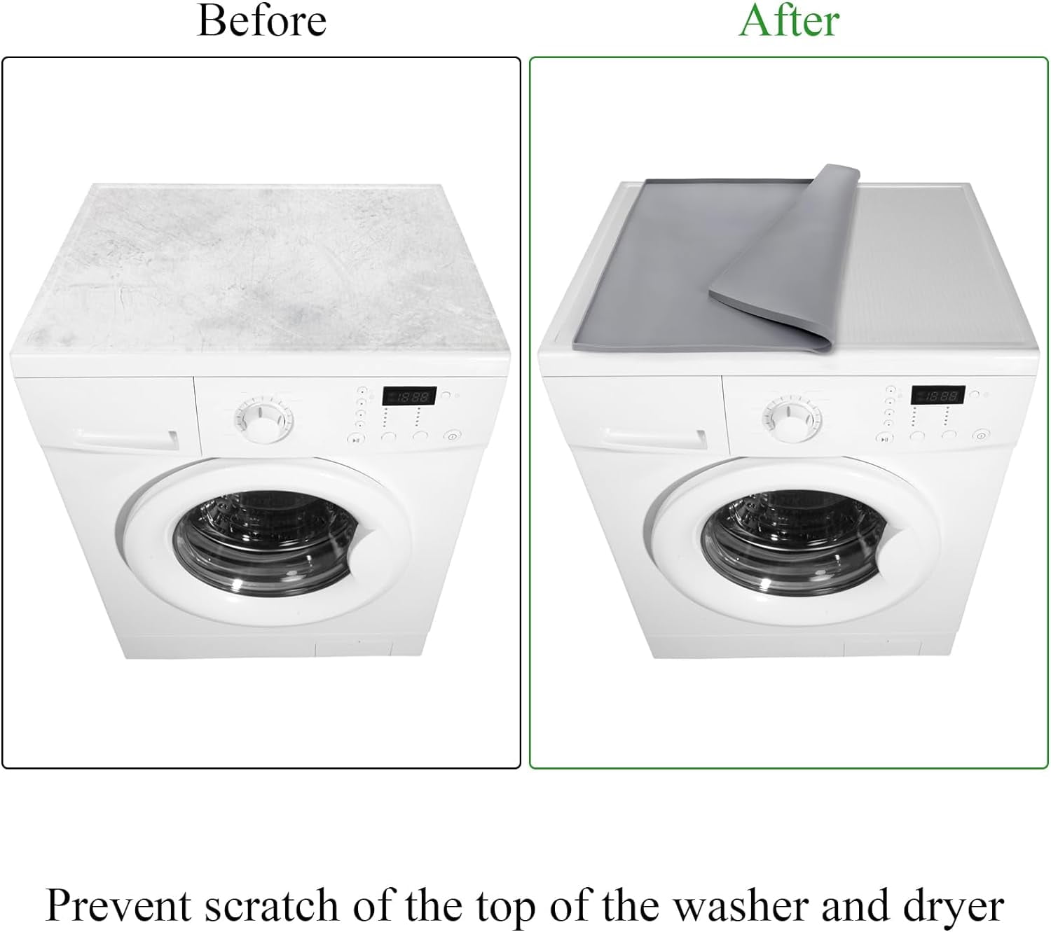 Laundry Guard for Washer or Dryer Cover Top Protector Mat,23.6" x 19.7" Silicone Mat Waterproof and Anti-Slip Washing Machine Cover, Multipurpose Pet Feeding Mat, Craft Mat, Countertop Protector, Grey