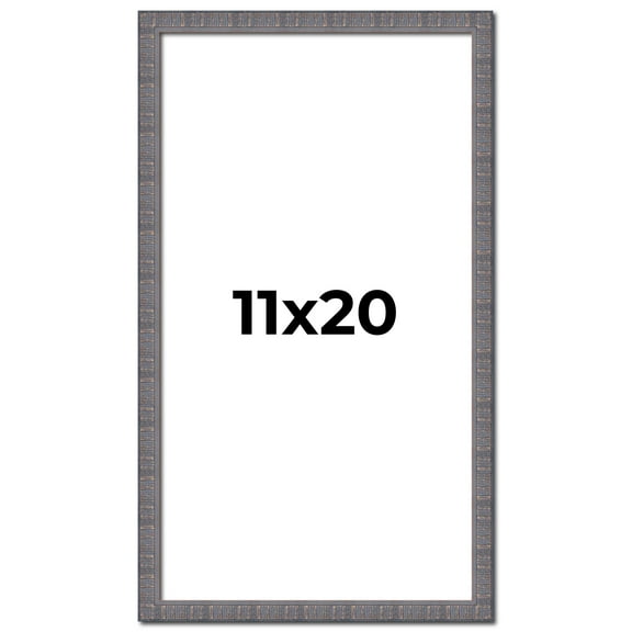 11x20 Frame Blue Kingsley Pewter Solid Wood Picture Frame Width 0.75 Inches |Interior Depth 0.5