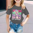 thumbnail image 2 of Tfken Toddler Girl Kids T-Shirts 100 Days Celebration Crew Neck Short Sleeve Tops Letter Print Soft Casual Girls Tee Light Blue Size 4-5 Years, 2 of 4