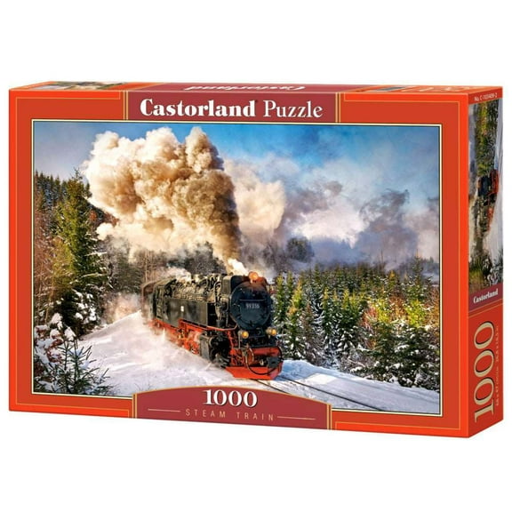 1000 Piece Jigsaw Puzzle, Steam Train, Mountain Train, Locomotive Puzzle, Adult Puzzle, Castorland C-103409-2