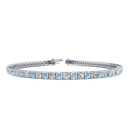 6 Inch 2 1 4 Carat Aquamarine And Diamond Tennis Bracelet In 10k 6 Inch 2 1 4 Carat Aquamarine And Diamond Tennis Bracelet In 10k White Gold
