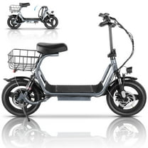 SANOPY 750W Adults Electric Scooter with Seat, 14" Tires Electric Bike, 30 Miles Range 20Mph Top Speed, 48V/10.4Ah Battery, Folding Electric Bicycles for Adults & Teens, Gray