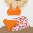 thumbnail image 2 of kpoplk Girls Swimsuit 3PCS Bikini Sets,Adjustable Shoulder Strap Bathing Suits 5-14Y Girls' Swimwear with Cover Up Skirt(Orange,8-9 Y), 2 of 4