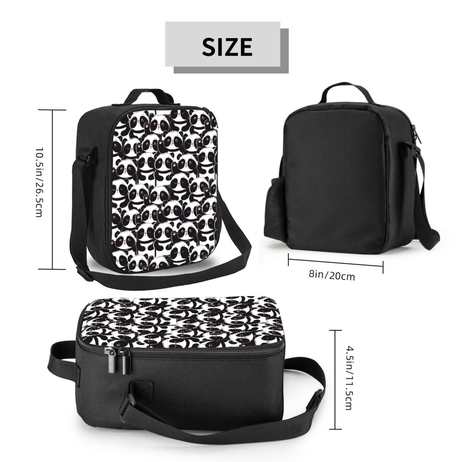 Defioc Panda Print Lunch Box for Men & Women, Insulated Lunch Bag Thickened Thermal Leakproof Lunch Tote Bag for Adult Office Travel Picnic