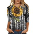 thumbnail image 2 of Fiudx Camisas de Mujer Moda Mujer Impresión Cuello Redondo Manga 3/4 Camiseta Pulóver Blusa Superior, 2 of 4