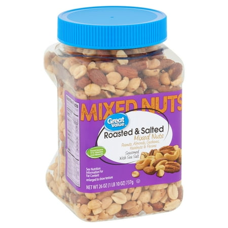 Fresh Roasted Nuts - Great Value Roasted & Saltedwith sea salt mix nuts, 26 Oz