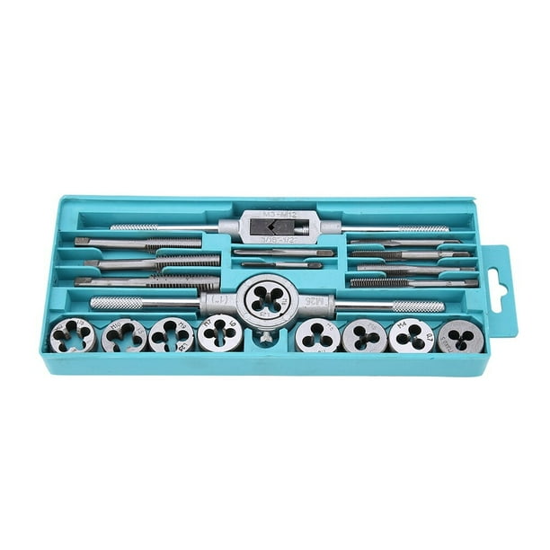 Juego de 20 machos de roscar y terrajas M3 ~ M12, llave de macho de roscar y llave de terrajas manual