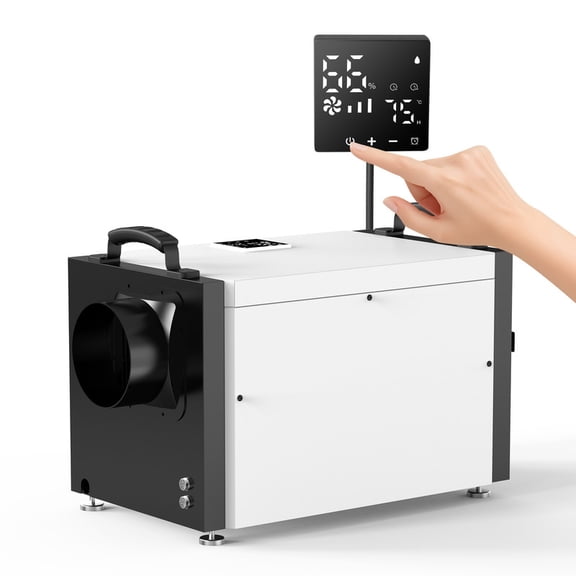 151 pt. 6,000 sq.ft. Bucketless Commercial Dehumidifier in White, with Detachable Control Panel, Great for Crawl Space