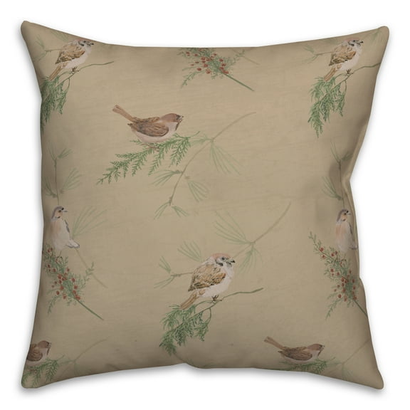 Creative Products Pine Birds on Brown 18 x 18 Spun Poly Pillow