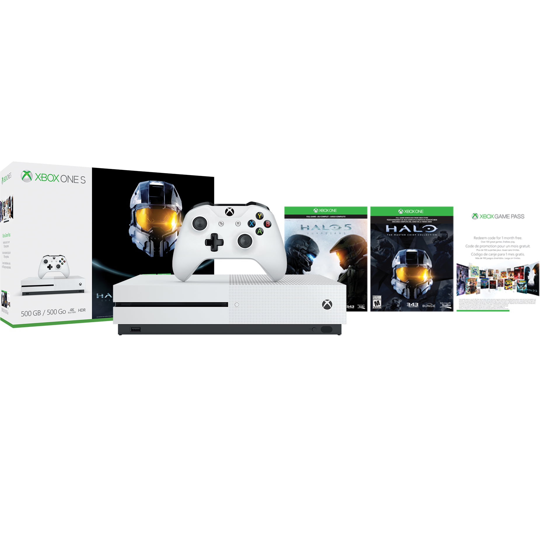 Expectation crowd Omitted Microsoft Xbox One S 500GB Ultimate Halo Bundle, White, ZQ9-00374 -  Walmart.com