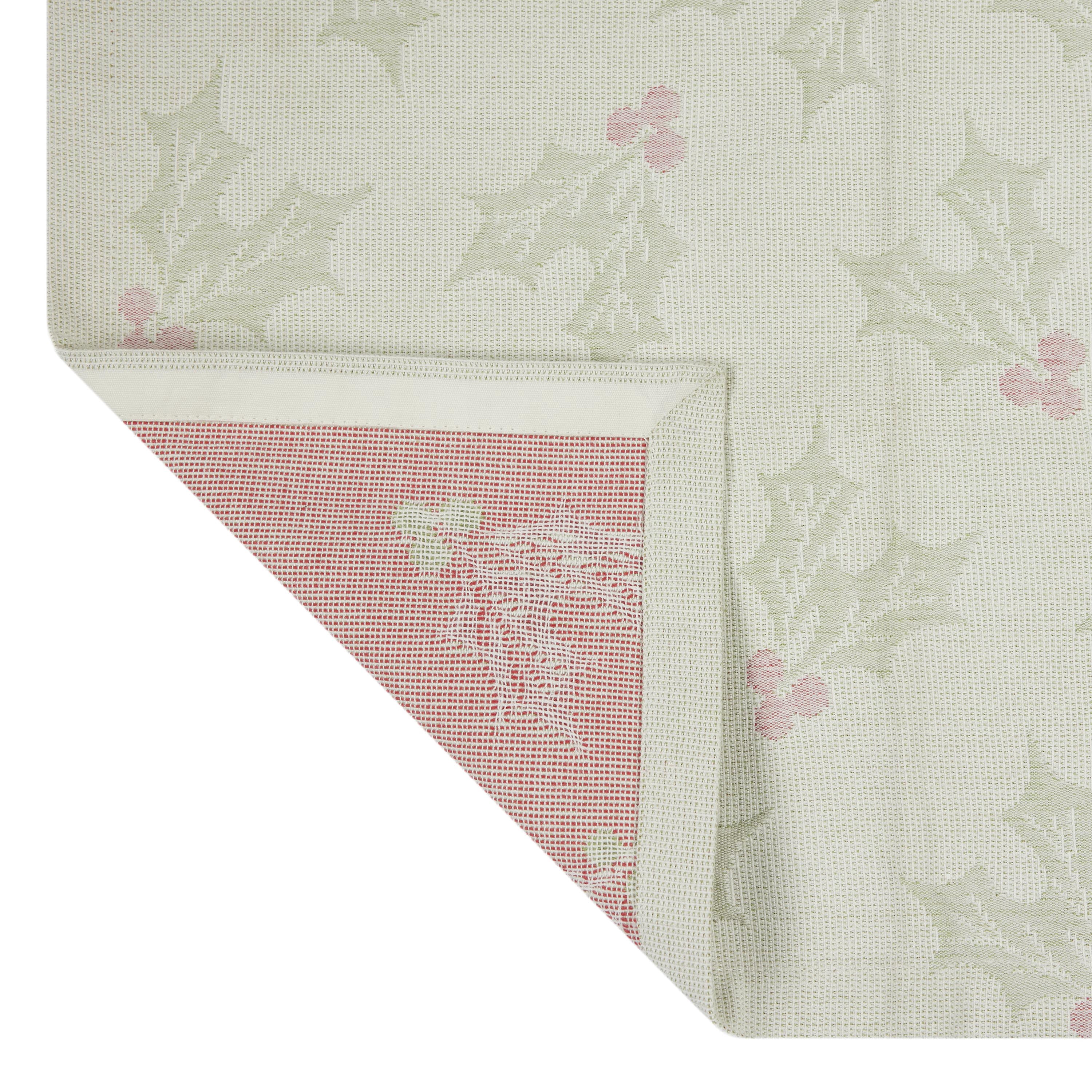 Holiday Holly Jacquard 4 Pack Table Placemat Set - 13" x 19" - 100% Cotton, Multi-Color