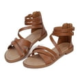 thumbnail image 2 of SWQZVT Womens Gladiator Sandal Summer Flat Strappy Sandals for Womens Shoes Dressy Casual Trendy Roman Shoes with Zipper, 2 of 6
