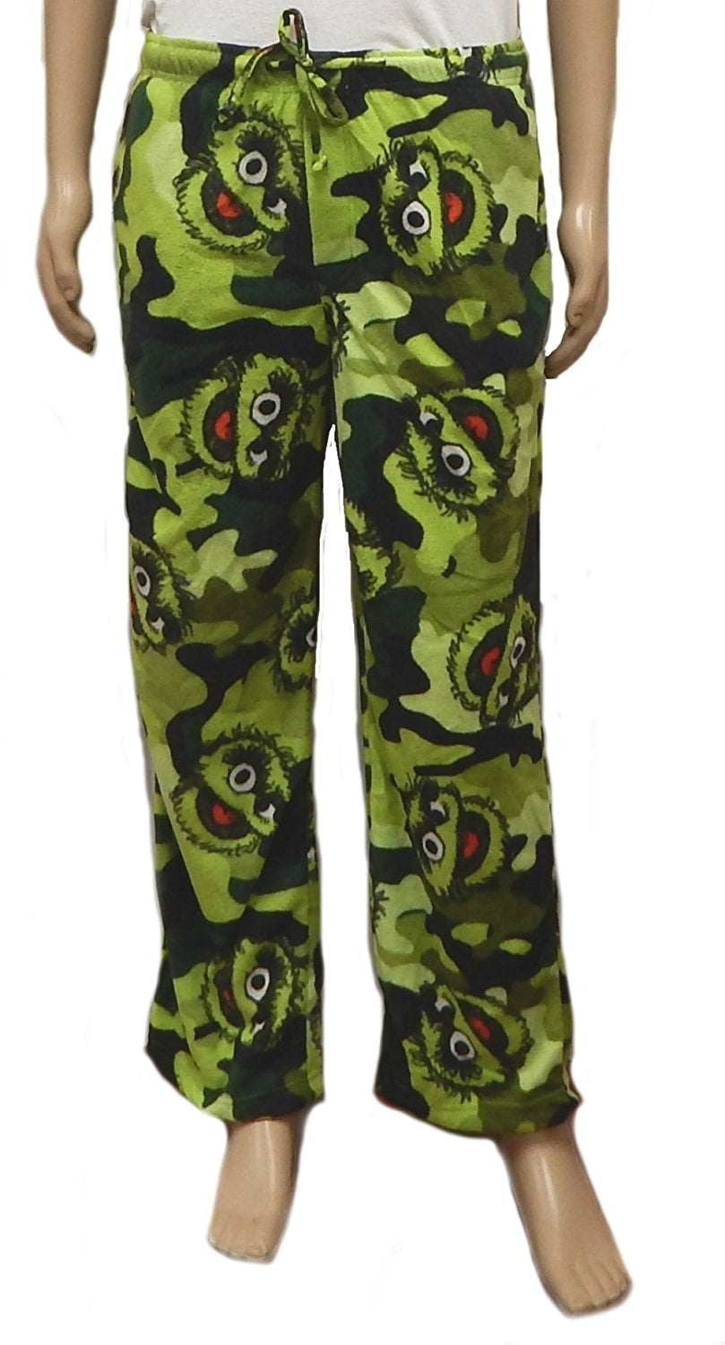 Sesame Street Oscar The Grouch Mens Fleece Plush Lounge Pants Pajama Bottoms Sleep Pants 