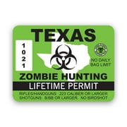 Texas Zombie Hunting Permit Sticker Decal - Self Adhesive Vinyl - Weatherproof - Made in USA - undead corporeal revenant zombies hunter tx