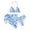 B-Blue Print, variant on Girls Swimsuits with Cover Up Skirt 3 Piece Halter Triangle Bathing Suits Bikini Set for Size 5-13