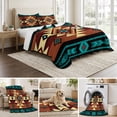 thumbnail image 6 of Twin Quilt Set 68''x86'', Turquoise Red Lightweight Summer Bedspread Coverlet Set with 2 Pillow Shams, Southwest American Native Abstract Pattern Breathable All Season Quilt Bedding for Dorm/Bedroom, 6 of 9