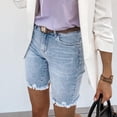 thumbnail image 4 of ClodeEU Women's Distressed Denim Shorts with Button Pockets ,Casual Jean Shorts Light Blue,Womens Plus XXL, 4 of 8