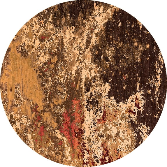 Ahgly Company Indoor Round Oriental Orange Industrial Area Rugs, 7' Round