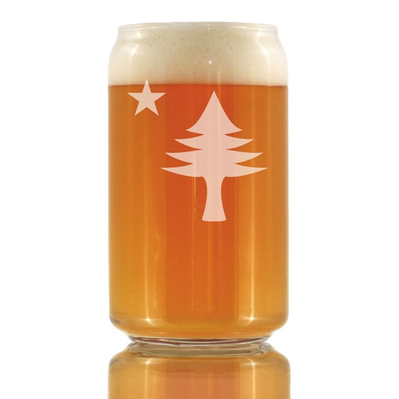 Bevvee Beer Can Pint Glass 16 oz Flag Of Maine Maine Enthusiast Gifts Beer Glasses