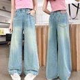 thumbnail image 4 of Odeerbi Kids Girls Wide Leg Jeans Denim Pants Children Long Jean Pants Loose Straight Leg Pants Wide Leg Pants Casual Outerwear Pants Kids Clothes Blue, 4 of 4