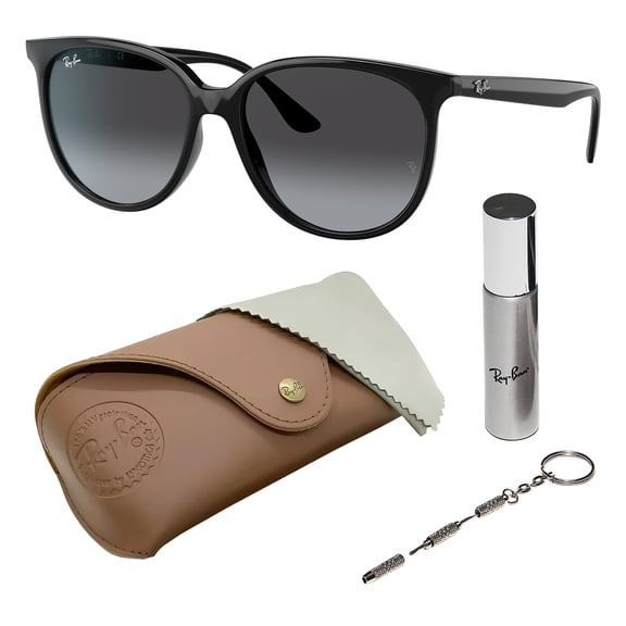 Ray-Ban RB4378F LOW BRIDGE FIT Square Shaped Non-Polarized Sunglasses for Women - Includes Official RAYBAN Eyewear Kit - Ideal Formal & Casual Wear Sunglasses - Gradient Brown Lens