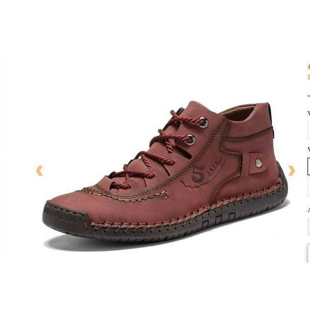Botas cortas de punta alta hechas a mano para hombre, botas para exteriores con forro polar, talla grande para hombre