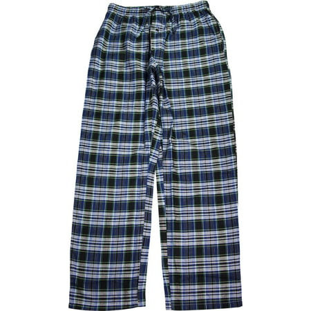 NORTY Mens Woven Pajama Sleep Lounge Pant - 100% Cotton Poplin - 8 Prints, 40761 Black-Blue-Green Plaid /