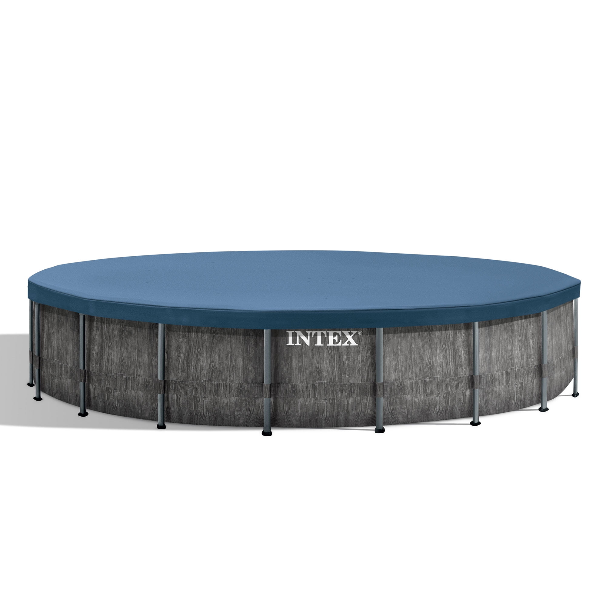 Intex Greywood Prism Frame - Juego de piscina redonda sobre el suelo de 15  x 48 pulgadas con bomba de filtro de 1000 GPH, escalera, paño de tierra y