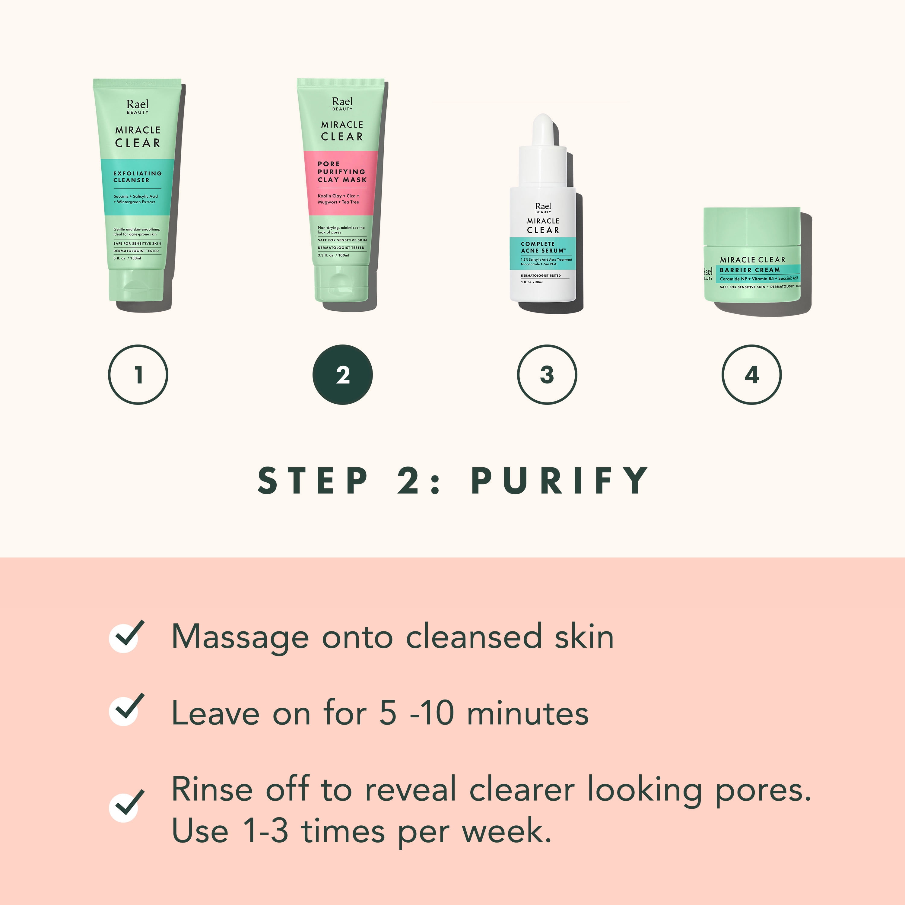 Rael Miracle Clear Pore Purifying Kaolin Clay Face Mask, 3.4 fl oz
