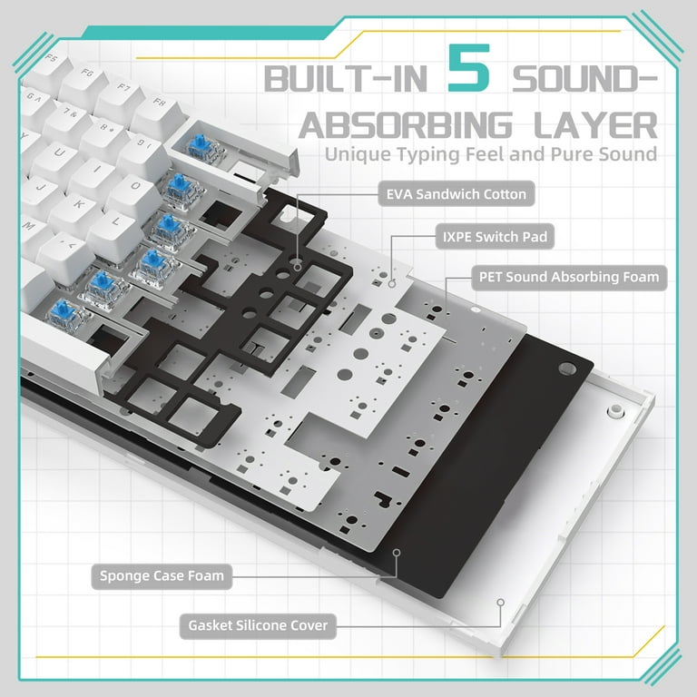 白峰ノキア　セット Ajazz AK820 Knob Control Wired Gaming Keyboard with Kepcap Puller