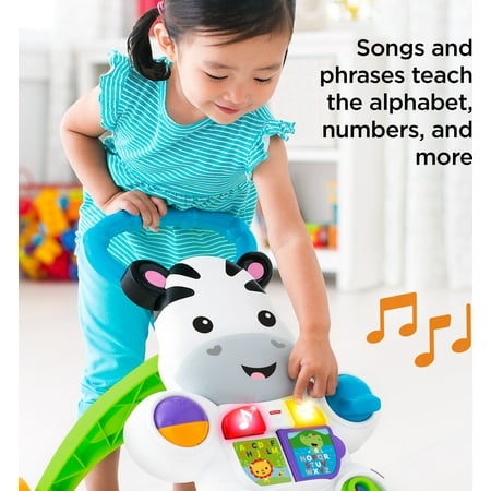 Fisher-Price Learn with Me Zebra Walker Baby & Toddler Learning Toy with Music & Lights