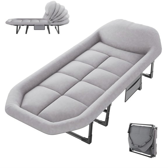CONCETTA 71 Inch Camping Cot Extra Wide, Heavy-Duty Oxford Fabric, Portable Folding Sleeping Bed, Gray