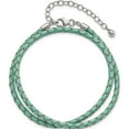 thumbnail image 3 of Sterling Silver Ss Reflections Teal Leather Rh-Plated 14In With 2In Ext Choker/Wrap Bracelet Made In China qrs4049teal-14, 3 of 5