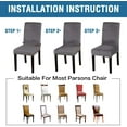 thumbnail image 3 of Enova Home Set of 2 Soft Thick Solid Velvet Dining Chair Covers, Fabric Stretchy Universal Dining Chair Slipcovers Chair Protectors Washable (Grey), 3 of 6