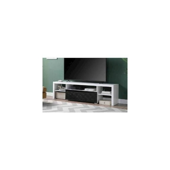 LV00998 - TV Stand, White & Black High Gloss Finish - Buck II