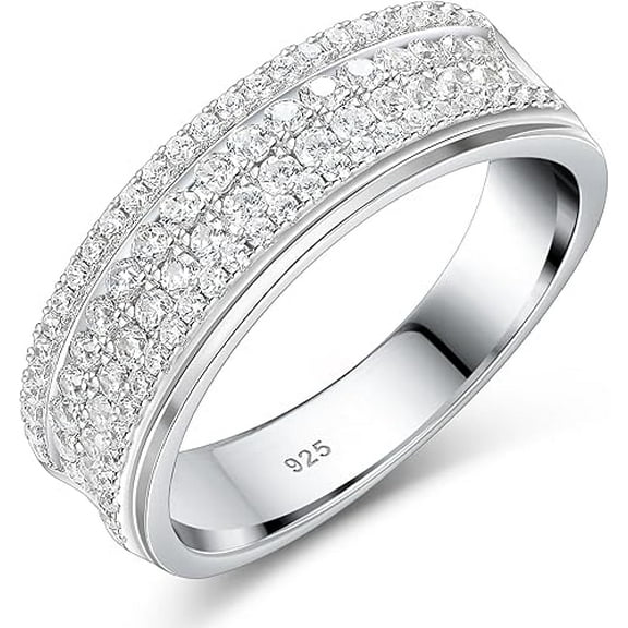 Dreamofdazzles Jewels 2.00 Ct Round Cut Diamond Mens Wedding Band 14K White Gold Plated 925 Sterling Silver -5