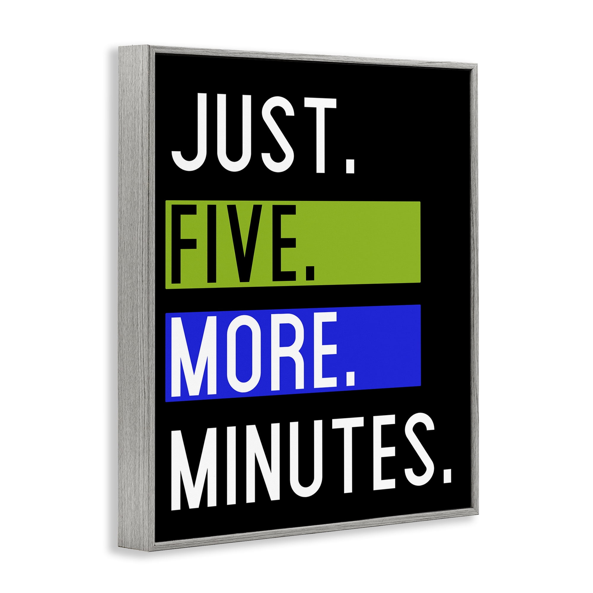 Stupell Industries Five More Minutes Typography Painting Gray Framed Art Print Wall Art, 24 x 30
