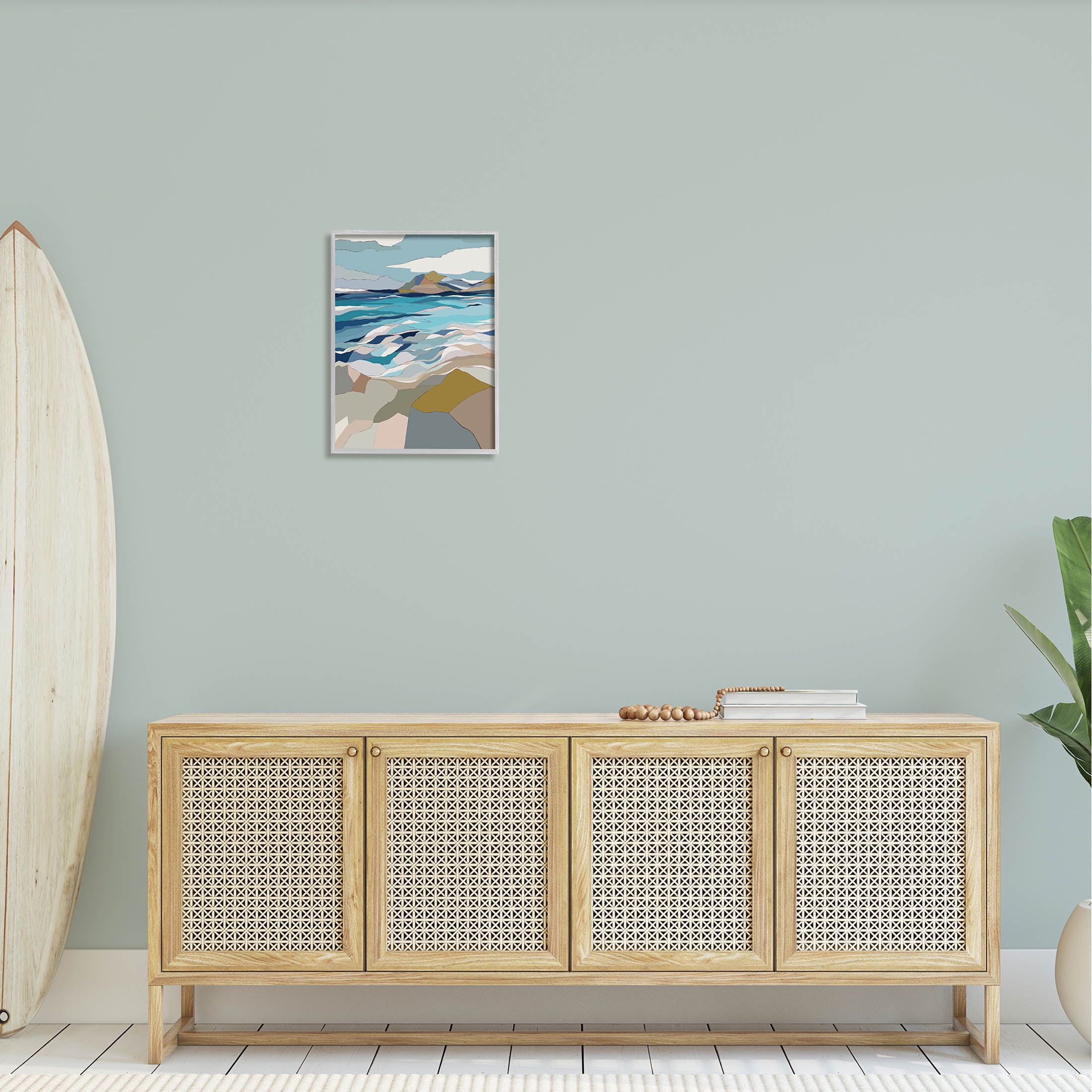 Stupell Industries Rolling Beach Waves Abstract Shore Graphic Art Gray Framed Art Print Wall Art, Design by Nikita Jariwala