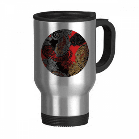 

Red Yellow Flower Clouds Pattern Travel Mug Flip Lid Stainless Steel Cup Car Tumbler Thermos