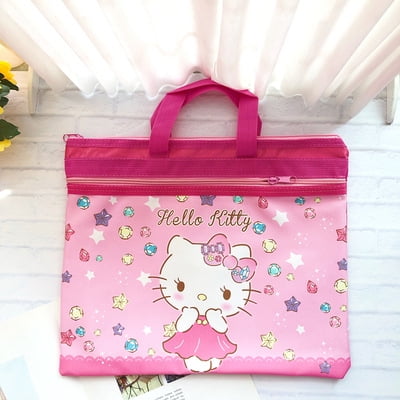 NS2 Little TwinStars Kuromi Doraemon-Bolsa De Documentos De Doble Capa De Dibujos Animados Para Estudiantes , Matrícula Impermeable , Gran Aprendizaje