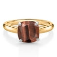 thumbnail image 2 of Gem Stone King 10K Yellow and White Gold Red Tiger Eye Soitaire Engagement Ring for Women (2.00 Cttw, Cushion 8MM, Gemstone Birthstone, Available in Size 5, 6, 7, 8, 9), 2 of 4