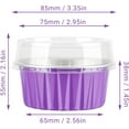 thumbnail image 2 of 50 Pcs 5oz Foil Muffin Liners Cups with Lids, GIXUSIL Mini Cheesecake Containers, Disposable Foil Cupcake, Creme Brulee Pans Holders, Baking Cups for Wedding, Birthday, Party - Purple, 2 of 7