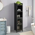 thumbnail image 3 of Display Cabinet with Glass Doors, Storage Cabinet with 4 Shelves, Iron Bookshelf with Glass Front, for Home, Office, Pantry, Study Room, Cabinet&Bookcase for Collectibles, Toys, Books, Black, 3 of 8
