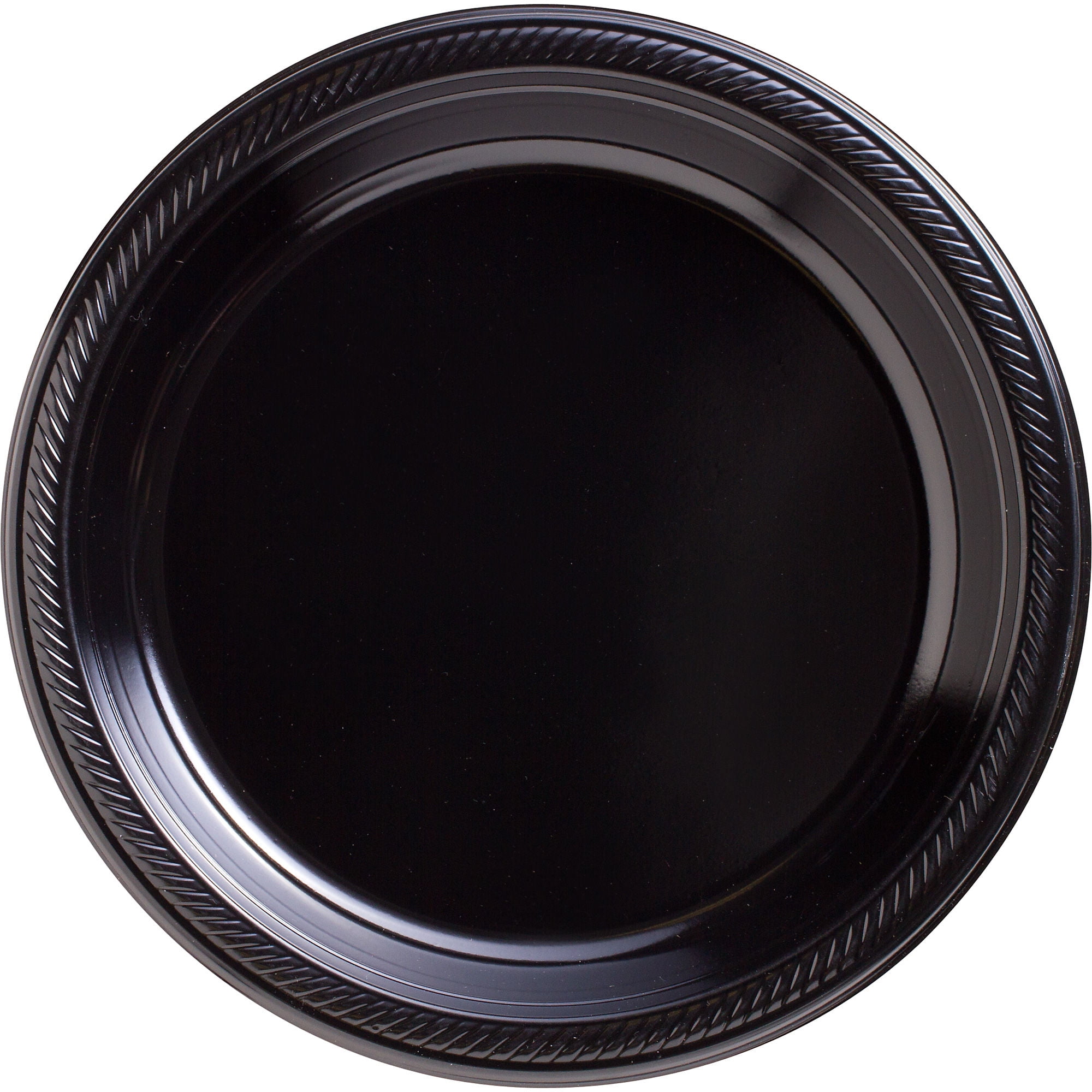 12 /pk  Black 10.25"  Round Disposable Plastic Plate  Catering 