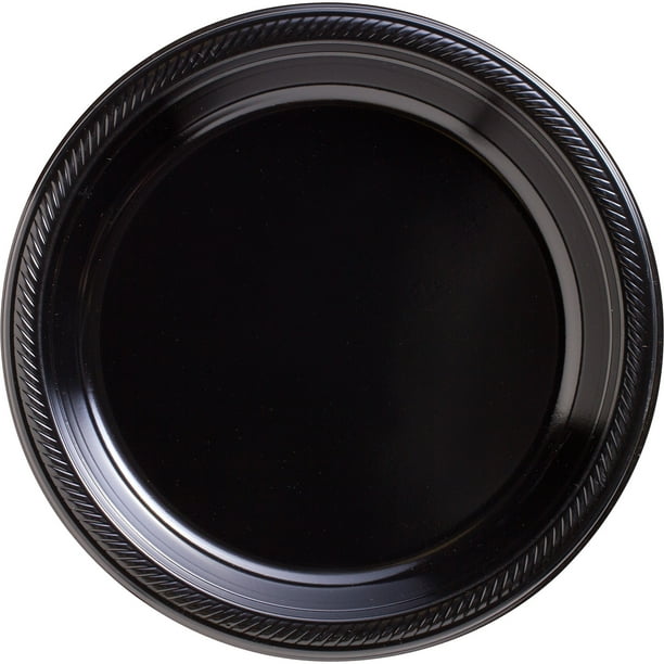 Big Party Pack Jet Black Plastic Plates 10.25" Pack of 50 Party
