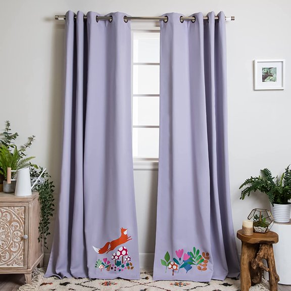 Quality Home Enchanted Forest Fox Children Teen Grommet Top Blackout Curtains for Kids Room Playroom Naptime-84"