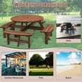 thumbnail image 4 of 8-Person Circular Outdoor Wooden Picnic Table for Patio, Backyard, Garden, DIY w/ 4 Built-in Benches and Umbrella Hole, 2220lb Capacity, Brown, 4 of 7
