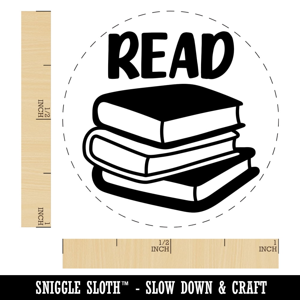 Read Stack of Books Self-Inking Rubber Stamp Ink Stamper - Purple Ink - Medium 1 Inch
